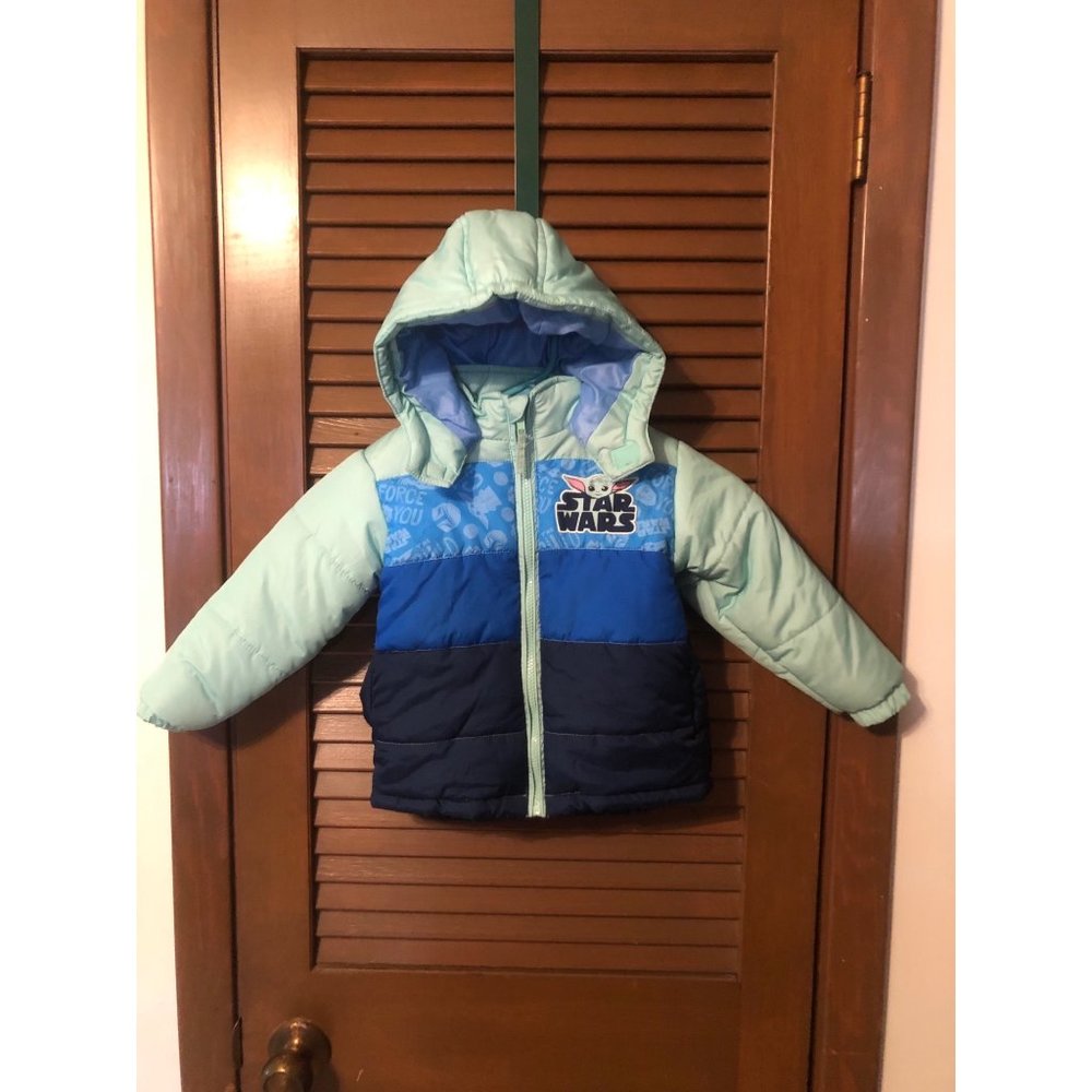 Star Wars Baby Yoda The Mandalorian Kids Puffer Jacket/Coat with Hood 3T Toddler
